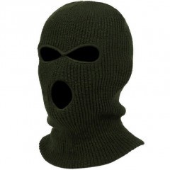 Маска балаклава Стикхант Штурмовик зимняя вязаная 3 отверстия Хаки
