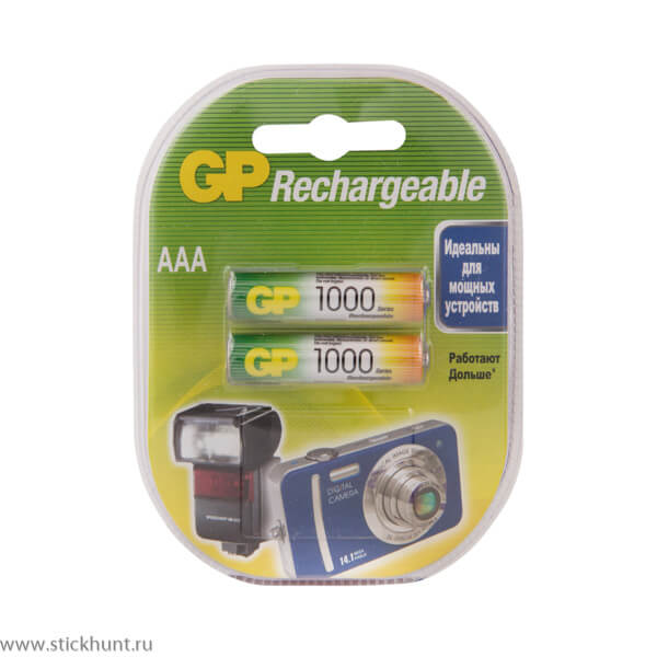 Аккумуляторы GP 100AAAHC AAA, незащищенный 930 mAh - 2 шт. в блистере