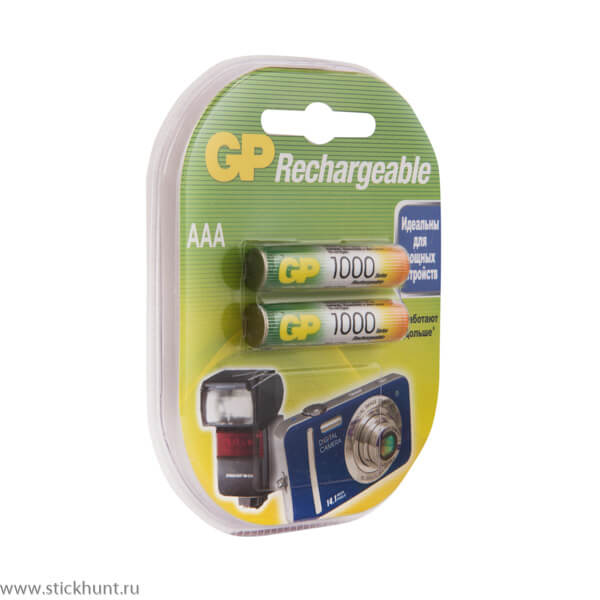 Фотография Аккумуляторы GP 100AAAHC AAA, незащищенный 930 mAh - 2 шт. в блистере