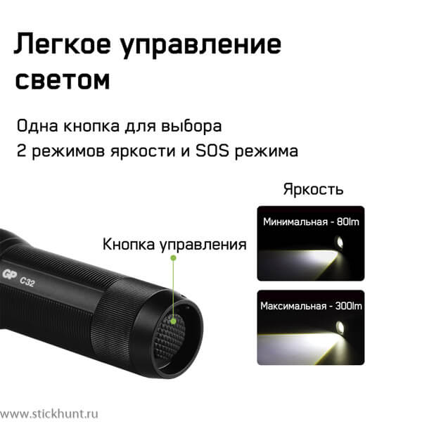 Фонарь светодиодный кемпинговый GP Discovery C32BE свет холодный 300lm 100м черный фото