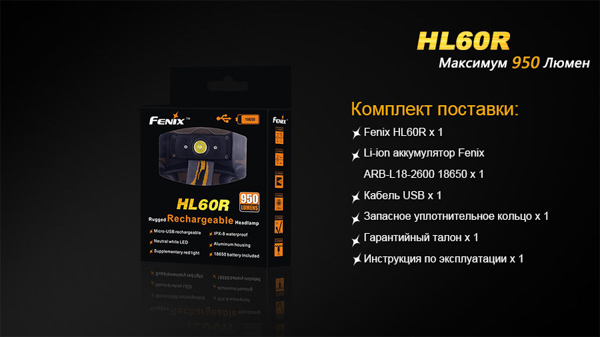 Фонарь светодиодный налобный Fenix HL60R-DESY