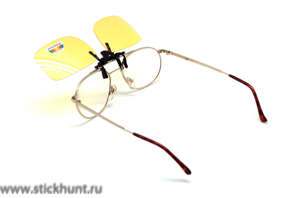 Накомарник клипон на очки Очкимарник Polarized поляризационные линзы желтые 89%