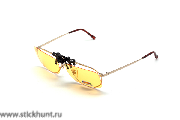 Накомарник клипон на очки Очкимарник Polarized поляризационные линзы желтые 89%