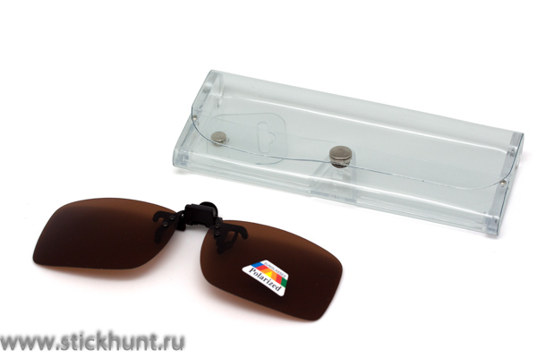 Клипон на очки Azuza с поляризацией Polarized коричневые 23%