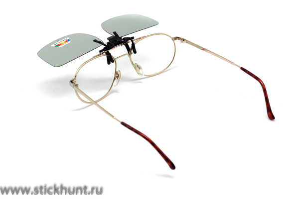 Накомарник клипон на очки Очкимарник Polarized поляризационные линзы зеркально-серые 50%