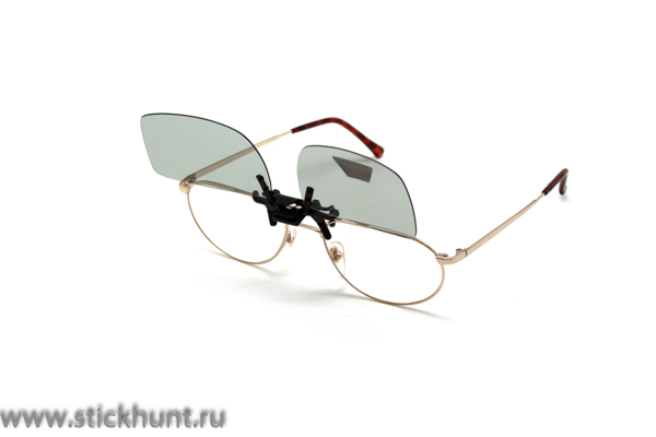 Накомарник клипон на очки Очкимарник Polarized поляризационные линзы зеркально-серые 50%