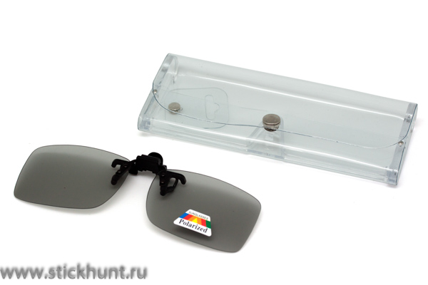 Клипон на очки Azuza с поляризацией Polarized зеркально-серые 50%