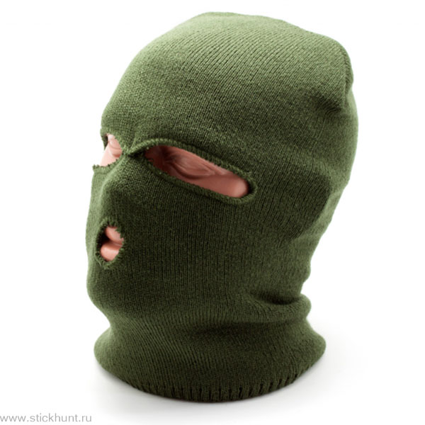 Маска балаклава Стикхант вязаная теплая демисезонная хаки