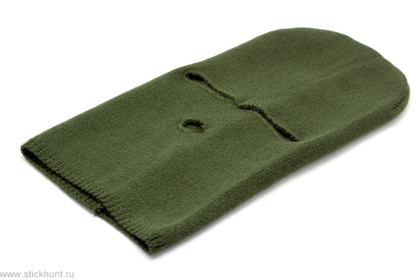 Маска балаклава Стикхант вязаная теплая демисезонная хаки фото