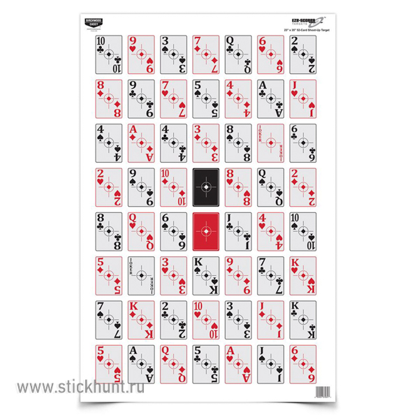 Мишень бумажная Birchwood Casey Eze-Scorer 52 карты 230х350 мм 5 шт Мишень бумажная Birchwood Casey Eze-Scorer 52 карты 230х350 мм 5 шт