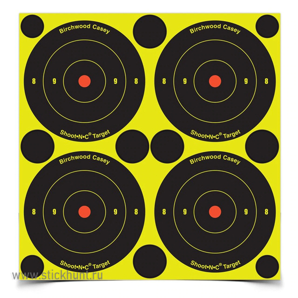 Мишень бумажная Birchwood Casey Shoot Bulls-Eye с проявлением попаданий 80 мм 48 шт Мишень бумажная Birchwood Casey Shoot Bulls-Eye с проявлением попаданий 80 мм 48 шт