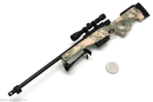 Модель сувенирная в виде оружия Microgun L AWP Снайперская винтовка камуфляж