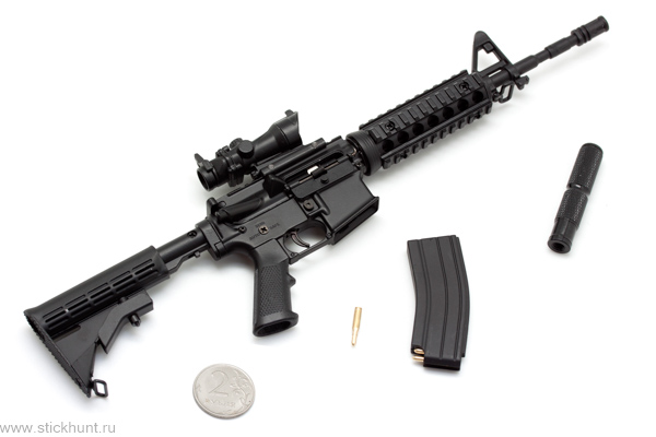 Модель сувенирная в виде оружия Microgun L Автоматический карабин M4A1 телескопический приклад оптический прицел