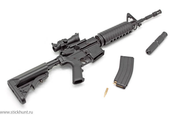Модель сувенирная в виде оружия Microgun L M4A1 телескопический приклад широкий опт-ий прицел изображение