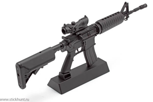 Изображение модель сувенирная в виде оружия Microgun L M4A1 телескопический приклад широкий опт-ий прицел