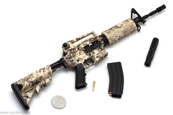 Модель сувенирная в виде оружия Microgun L Автоматический карабин M4A1 камуфляж телескопический приклад планка-ручка