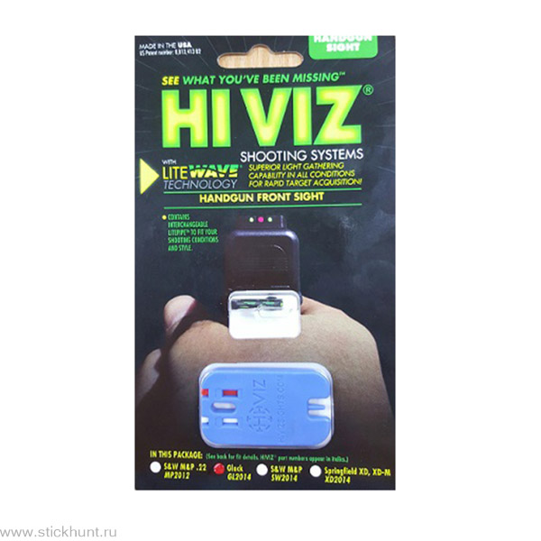 Мушка HiViz пистолетная GL2014 для всех моделей Glock Красная, зеленая, белая Мушка HiViz пистолетная GL2014 для всех моделей Glock Красная, зеленая, белая