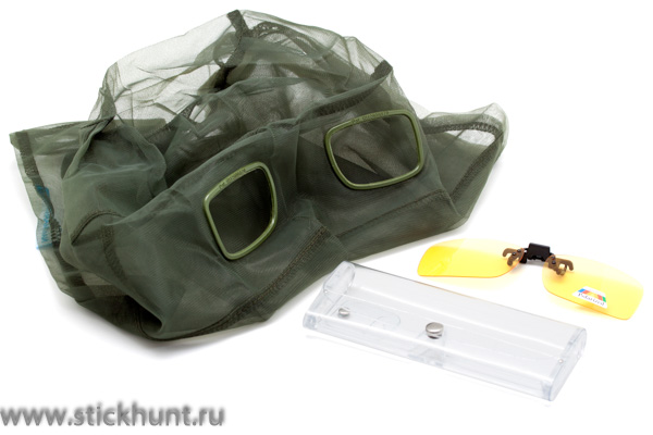 Накомарник клипон на очки Очкимарник Polarized поляризационные линзы желтые 89%