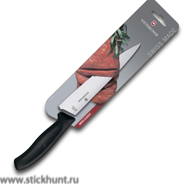 Нож кухонный Victorinox Swiss Classic (6.8003.19B) Викторинокс 190 мм заточка прямая черный