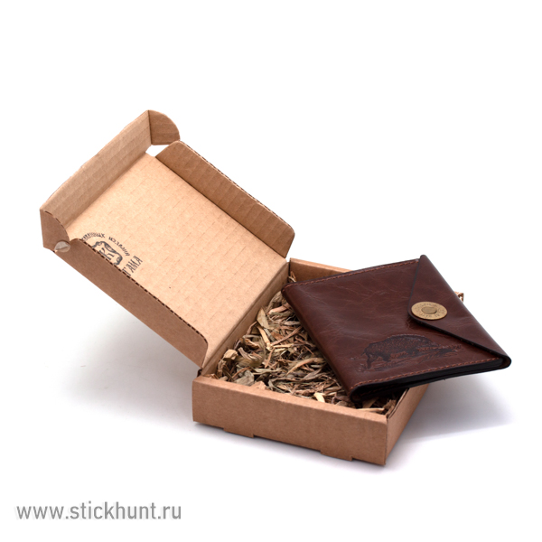 Обложка для охотничьих документов кожаная Кабан Пергама Коричневая Обложка для охотничьих документов кожаная Кабан Пергама Коричневая