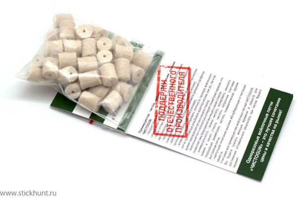 Фото Патч для чистки оружия ЧИСТОGUN 10,5-40 войлочный 40 шт. диам. 10,5 мм белый