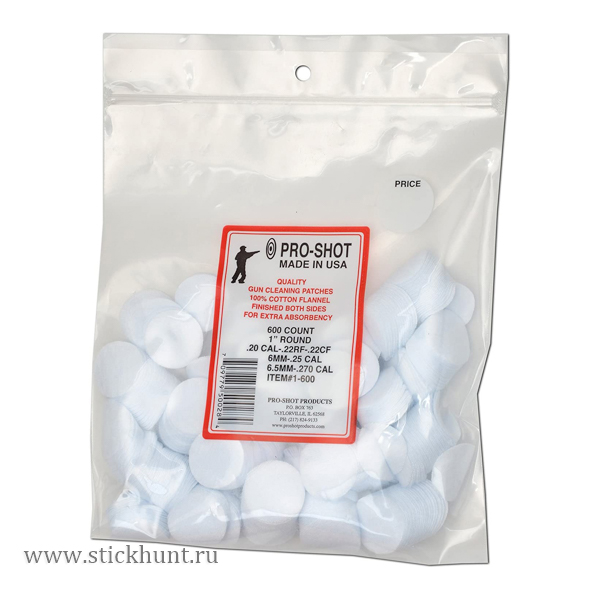 Патч-салфетка фланелевый для чистки оружия Pro Shot Bulk Quantity 1-600 | Кал .22 - .270 | 25х25 мм 600 шт Патч-салфетка фланелевый для чистки оружия Pro Shot Bulk Quantity 1-600 | Кал .22 - .270 | 25х25 мм 600 шт