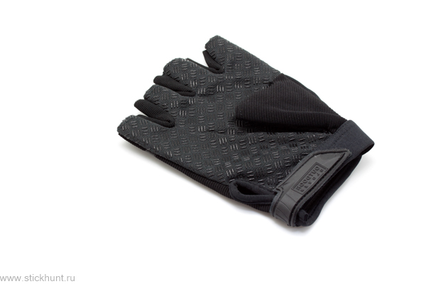 Перчатки тактические Adventure укороченные прорезиненные черные фото