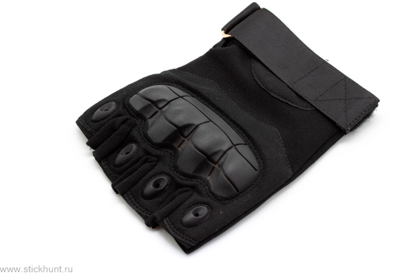 Фото Перчатки тактические Стикхант укороченные прорезиненные кастет черные