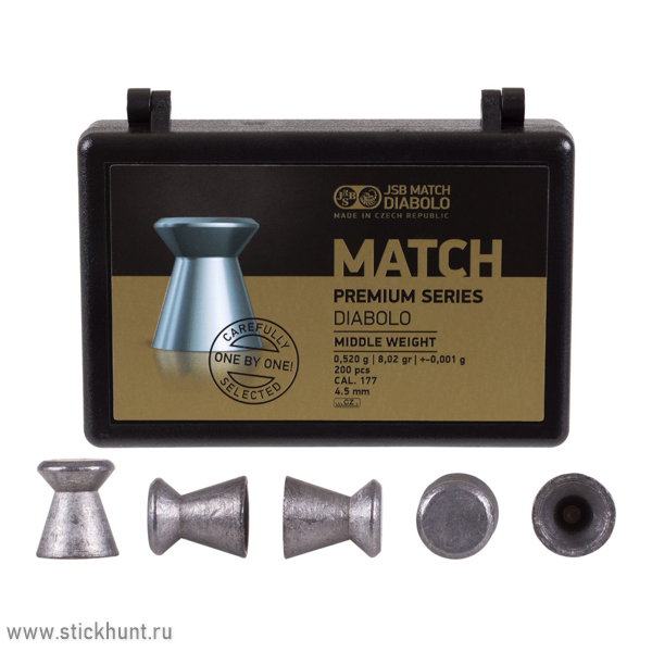 Пульки для пневматики JSB Match Premium Middle Плоские 4.5 мм 0.52 г (200 шт) Пульки для пневматики JSB Match Premium Middle Плоские 4.5 мм 0.52 г (200 шт)