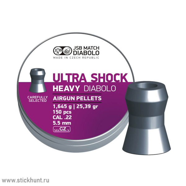 Пульки для пневматики JSB Ultra Shock Heavy Экспасивные 5.5 мм 1.64 г (150 шт) Пульки для пневматики JSB Ultra Shock Heavy Экспасивные 5.5 мм 1.64 г (150 шт)