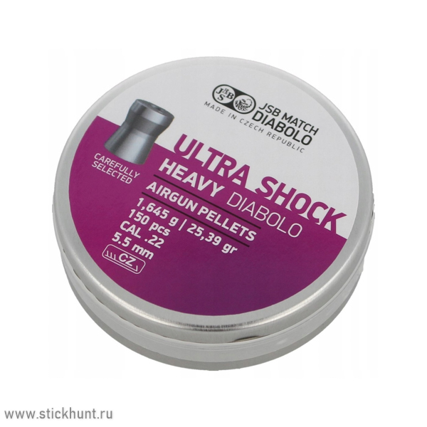 Пульки для пневматики JSB Ultra Shock Heavy Экспасивные 5.5 мм 1.64 г (150 шт) Пульки для пневматики JSB Ultra Shock Heavy Экспасивные 5.5 мм 1.64 г (150 шт)