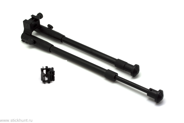 Сошки для оружия телескопические универсальные Стикхант STS-03 с креплением на ствол и планку Вивера (Weaver)