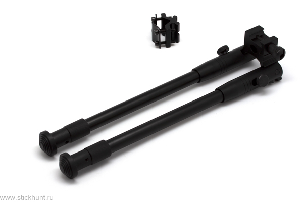 Сошки для оружия телескопические универсальные Стикхант STS-03 с креплением на ствол и планку Вивера (Weaver)
