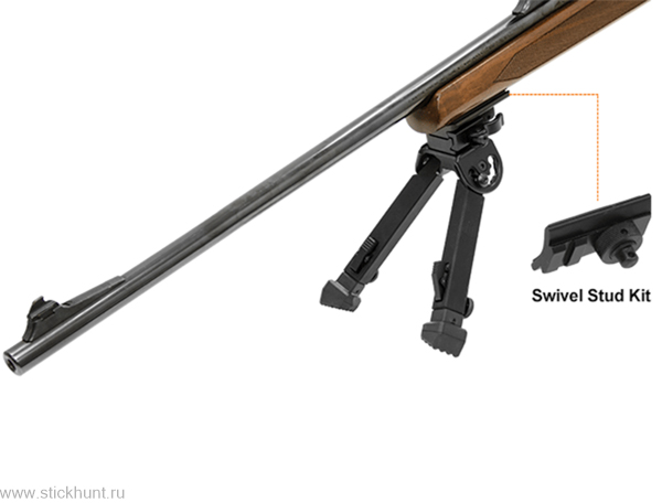 Сошки телескопические для оружия Leapers UTG TL-BP20Q-A с креплением на Антабку и на Weaver/Picatinny черный