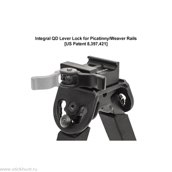 Сошки телескопические для оружия Leapers UTG TL-BP20Q-A с креплением на Антабку и на Weaver/Picatinny черный