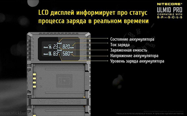 Зарядное устройство Nitecore USN10 Pro для аккумуляторов от камер Sony 2 канала фото