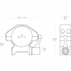 Кольца для прицела Hawke Precision QD (23016) быстросъемные D=30 мм H=7 мм на Weaver | Средний 2 шт