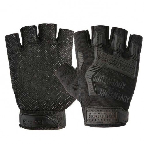 Перчатки тактические Outdoor Gloves Adventure укороченные прорезиненные Чёрный