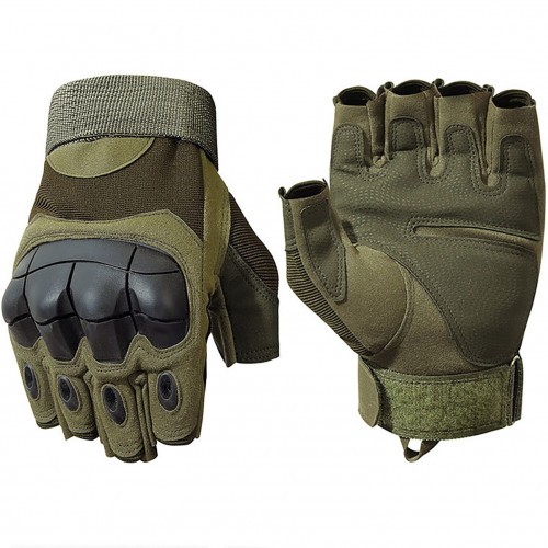 Перчатки тактические Стикхант Major Half укороченные прорезиненные Хаки