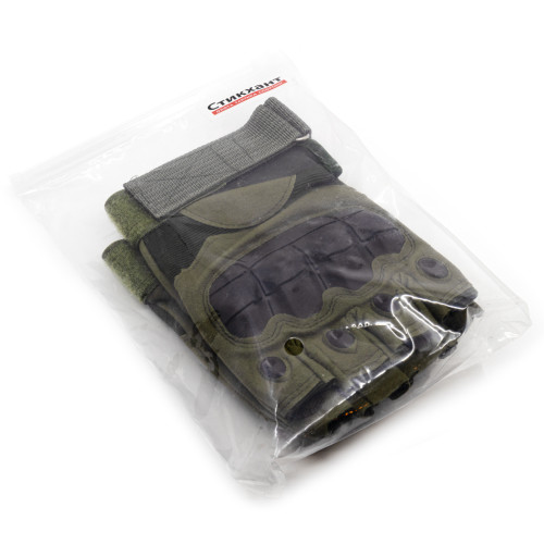 Перчатки тактические Стикхант Major Half укороченные прорезиненные Хаки