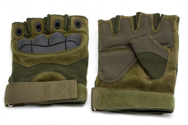Перчатки тактические Стикхант Major Half укороченные прорезиненные Хаки