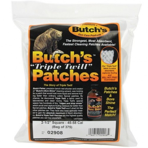 Патч-салфетка хлопковый для чистки оружия Butch's 02908 | Кал. .45 - .58 | 375 шт