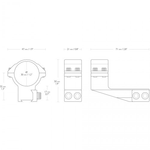 Кольца для прицела Hawke Extension (22123) D=30 мм H=17 мм V=71 мм на Призму (9-11 мм) | Высокий 2 шт