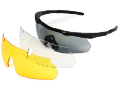 Очки стрелковые ShotTime Lynx KIT, защитные, чёрные, линза: прозрачная, жёлтая, серая, футляр
