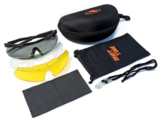 Очки стрелковые ShotTime Lynx KIT, защитные, чёрные, линза: прозрачная, жёлтая, серая, футляр
