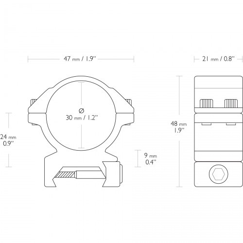 Кольца для прицела Hawke Match (22116) D=30 мм H=9 мм на Weaver | Средний 2 шт