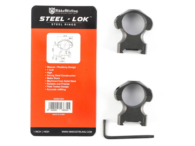 Кольца Nikko Stirling Diamond, небыстросъемные на Weaver, 25.4мм, высокие, 2 винта, сталь