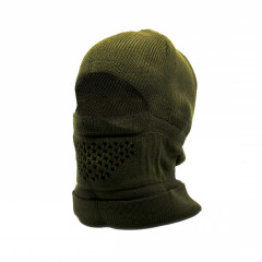 Маска-балаклава-шапка Стикхант Стражник зимняя вязанная 3 отверстия Хаки