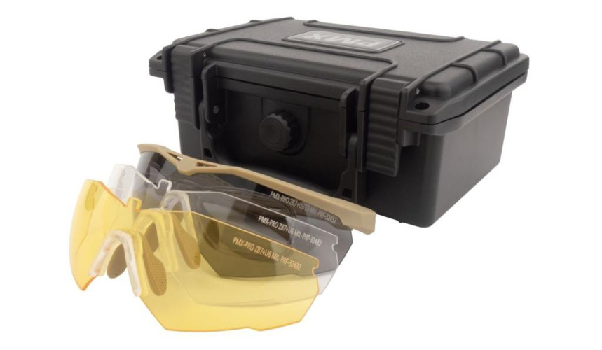 Очки баллистические стрелковые PMX Solid GT-9000STRX KIT ANTI-FOG Прозрачные 96% Жёлтые 89% Серые 23%