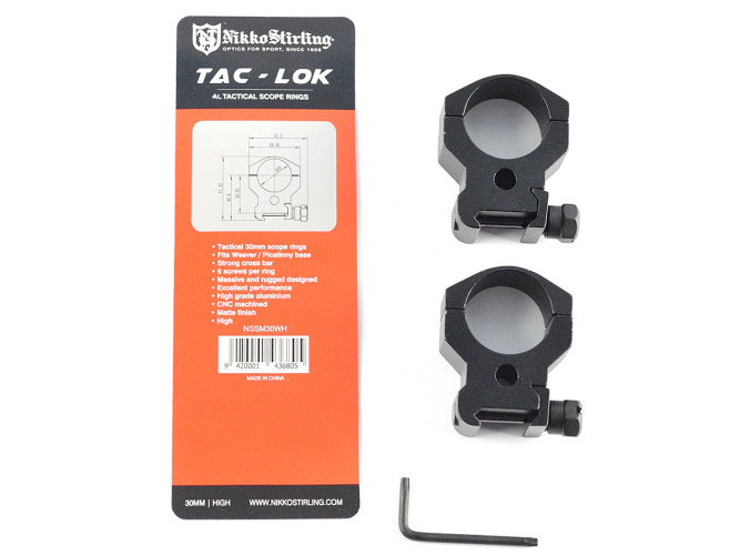 Кольца Nikko Stirling Sport Match, небыстросъемные на Weaver, 30мм, высокие, 6 винтов, алюминий